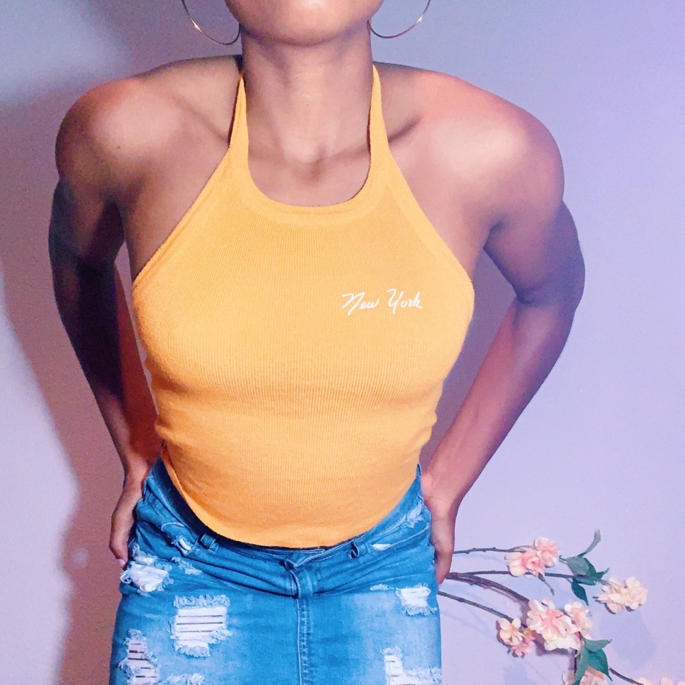 Mustard Yellow New York Halter Top(Forever21)